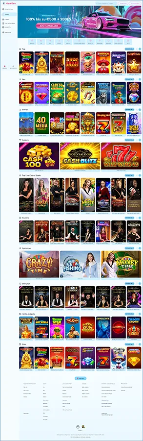 Übersicht der CandiCabz Casino-Hauptseite